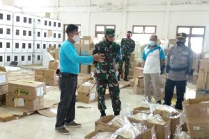 Jelang 9 Hari Pemungutan suara, Dandim Lombok Tengah Kunjungi Gudang Logistik KPU