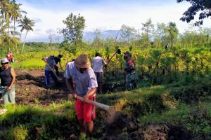 Babinsa Montong Gamang Bersama Warga Buka Akses Jalan Usaha Tani Antar Kabupaten